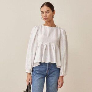 Reformation White Peplum Top